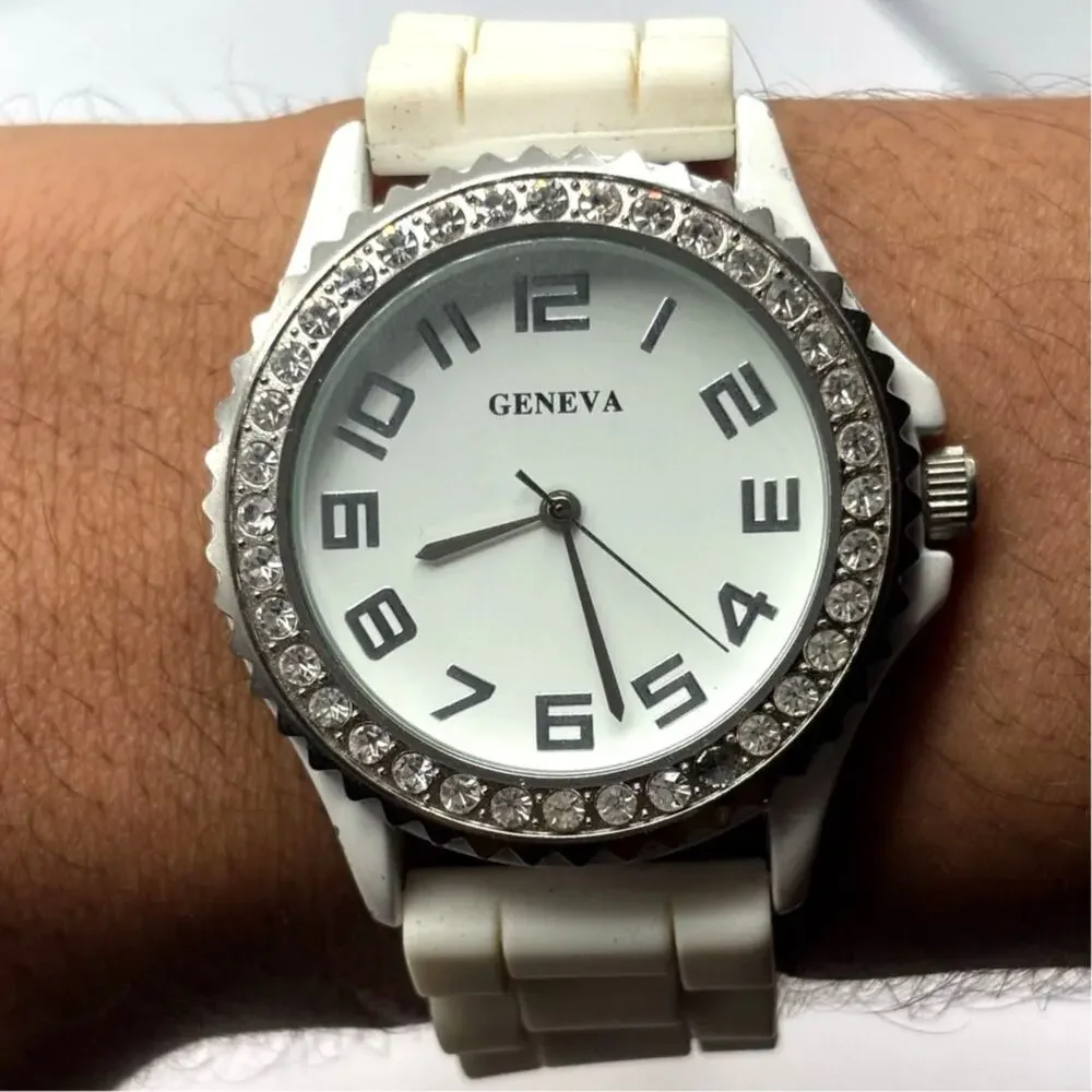 Silver & White Men's Watch